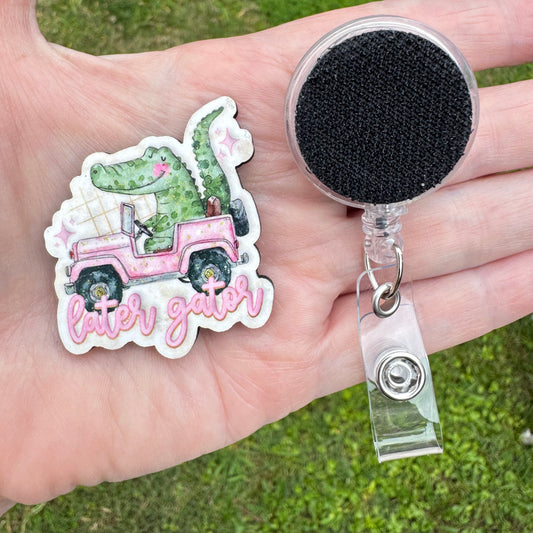 Later Gator Pink Truck Badge Button Sublimation Blank | Set of 2 PHDC