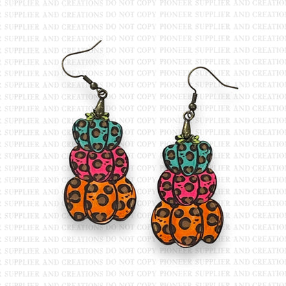 Leopard Pumpkin Stack Earring Sublimation Blanks | Exclusive Alicia Ray Art