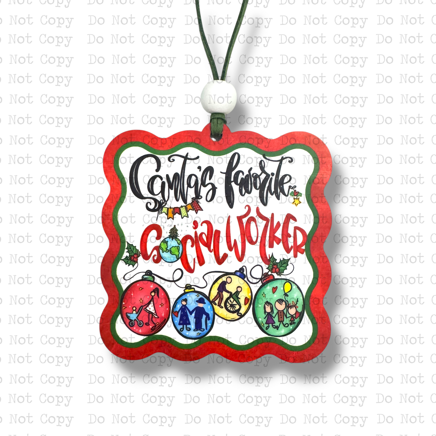 Santa's Favorite Social Worker Ornament Sublimation Blank | AAS