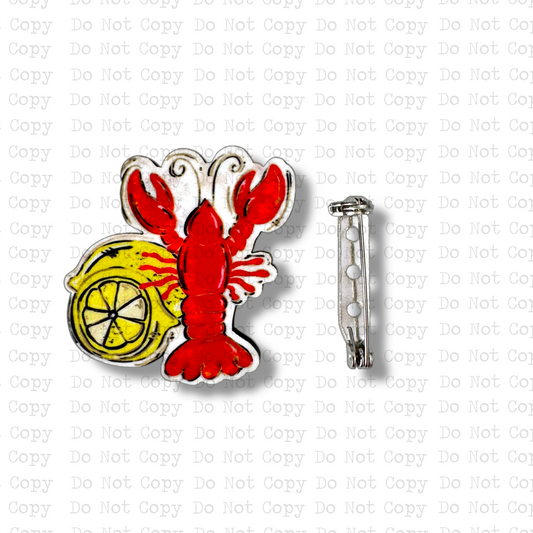 Lemon Crawfish Lapel Pin Sublimation Blank Kit | Set of 2