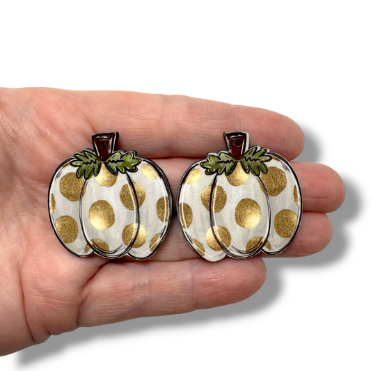 Golden Dot Pumpkin Earring Sublimation Blanks | ARA