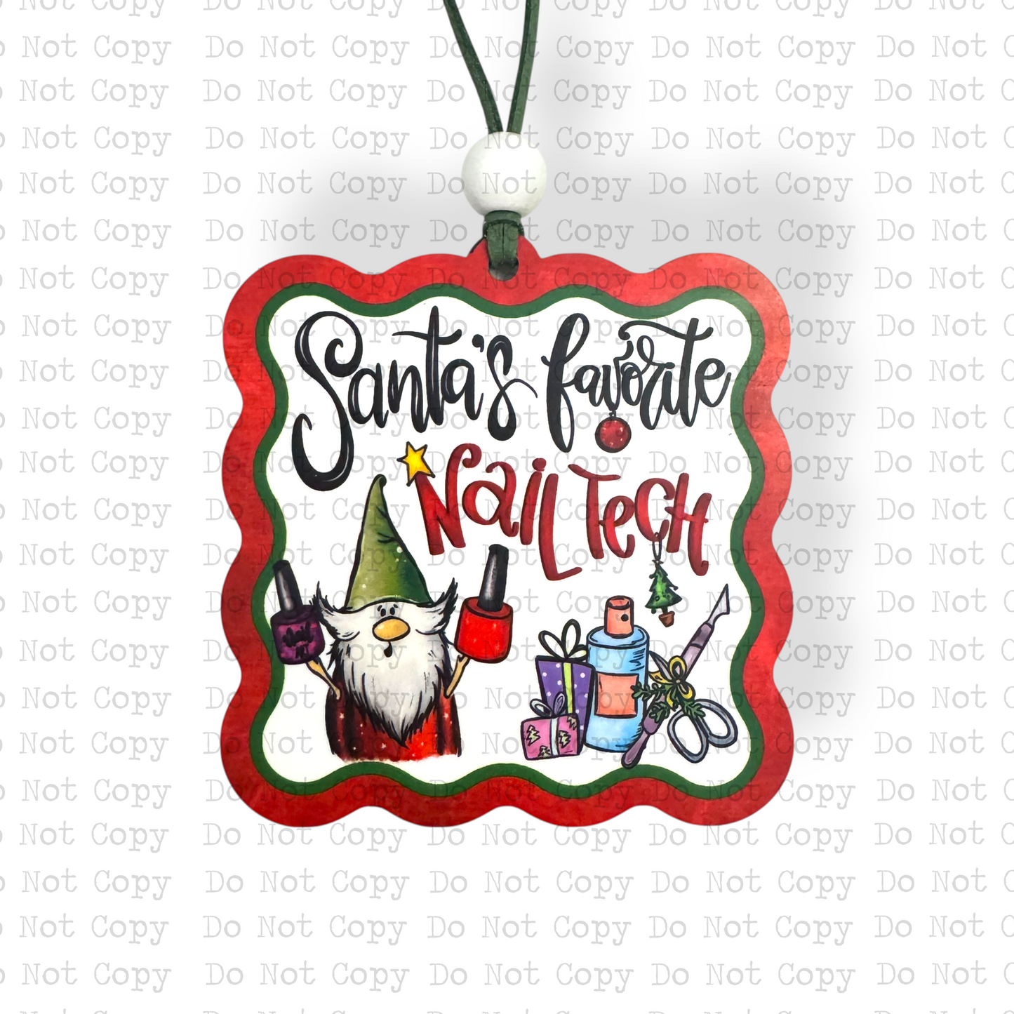 Santa's Favorite Nail Tech Ornament Sublimation Blank