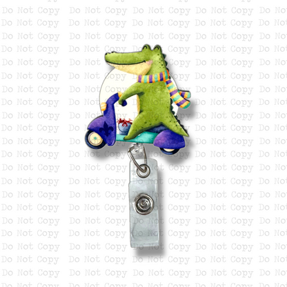 Mardi Alligator Moped Badge Button Sublimation Blank | Set of 2