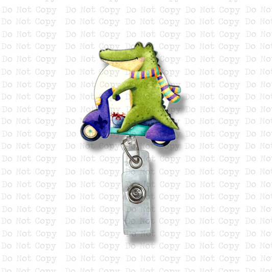 Mardi Alligator Moped Badge Button Sublimation Blank | Set of 2