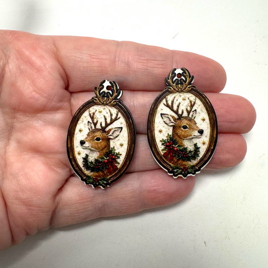 Vintage Deer Frame Earring Sublimation Blanks