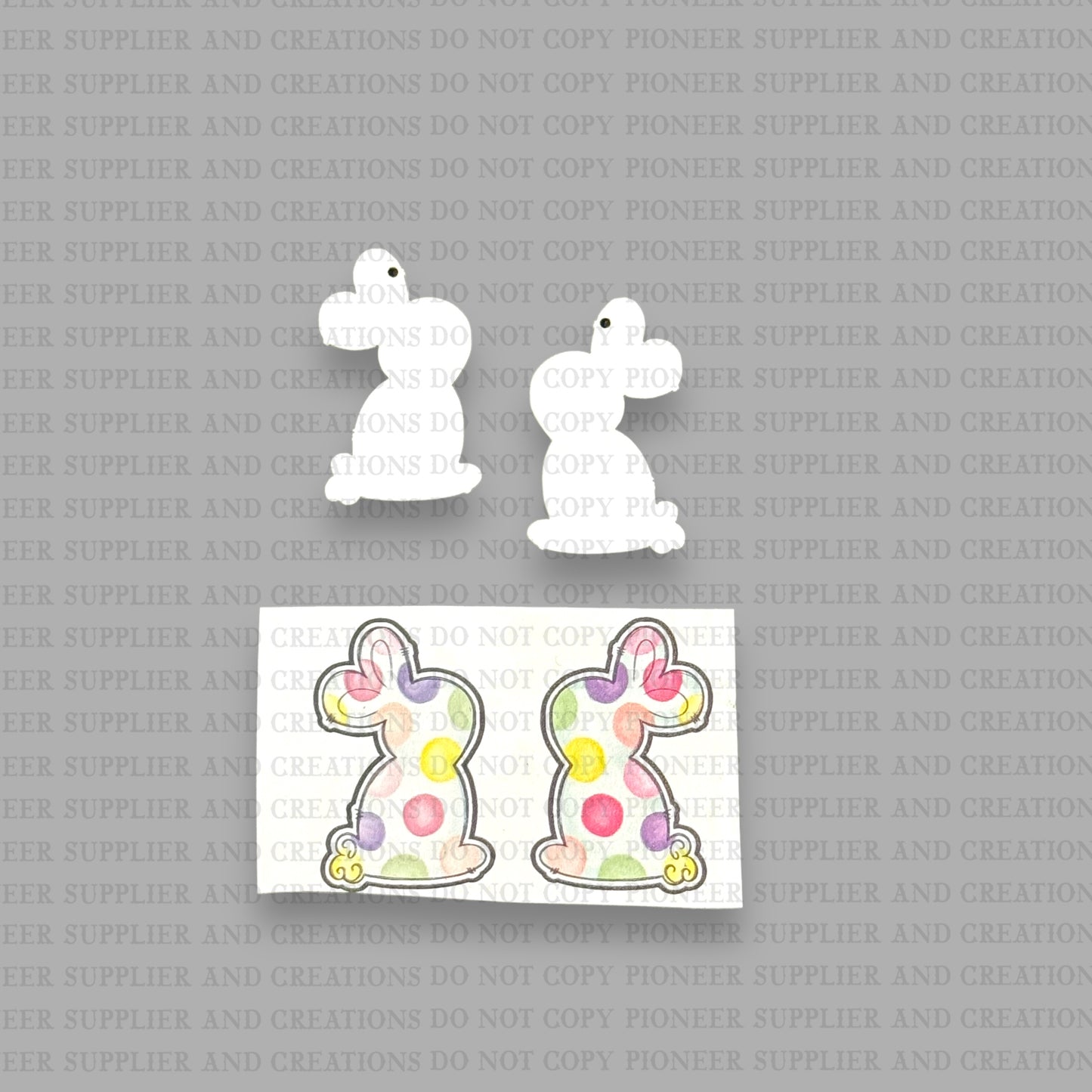 Colorful Polkadot Bunny Earring Sublimation Blanks | Exclusive Alicia Ray Art