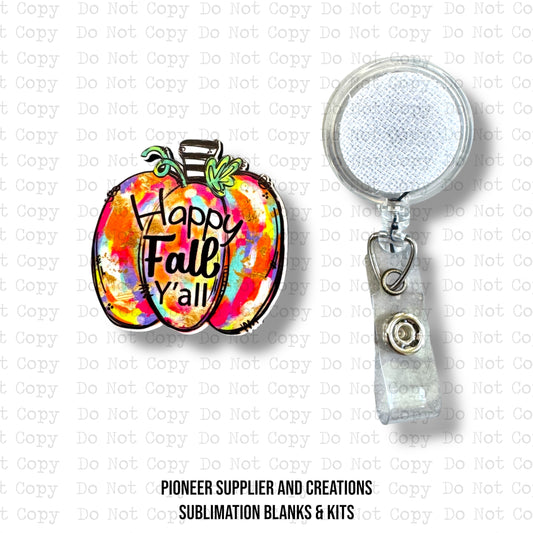 Happy Fall Yall Badge Button Sublimation Blank | Set of 2