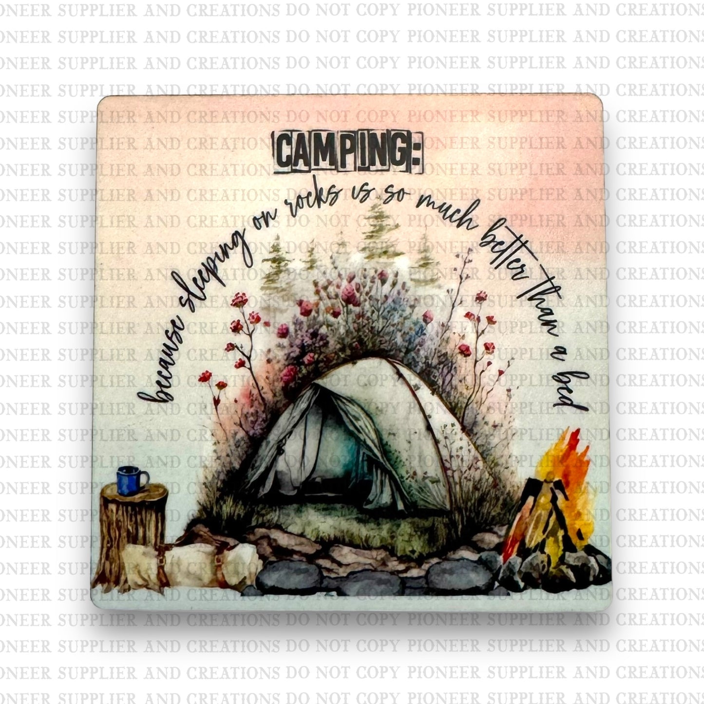 Camping Sleeping On Rocks Fridge Magnet Blank Kit