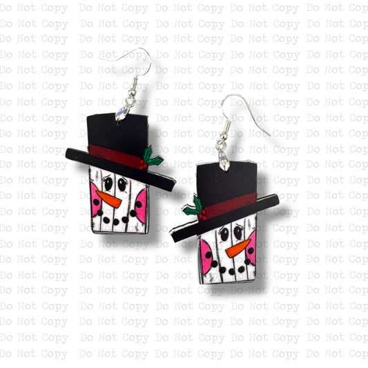 Rustic Snowman Earring Sublimation Blank Kit