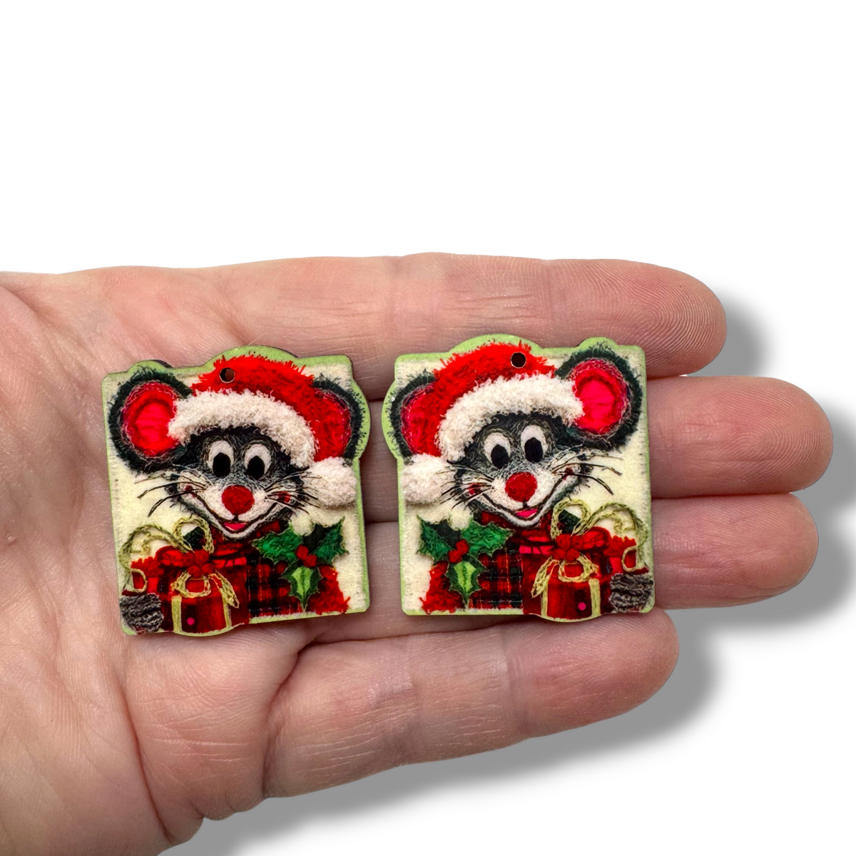 Mouse Christmas Earring Sublimation Blanks | TGDD