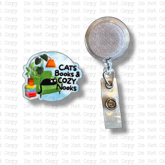 Cats Books and Cozy Nooks Badge Button Sublimation Blank | Set of 2