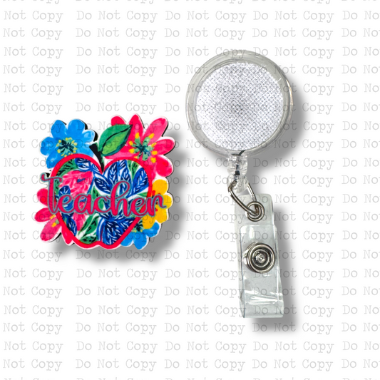 Floral Teacher Badge Button Sublimation Blank | Set of 2