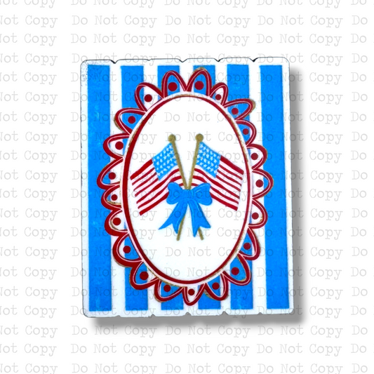 Flags Bow Striped Badge Button Sublimation Blank | Set of 2 TCC