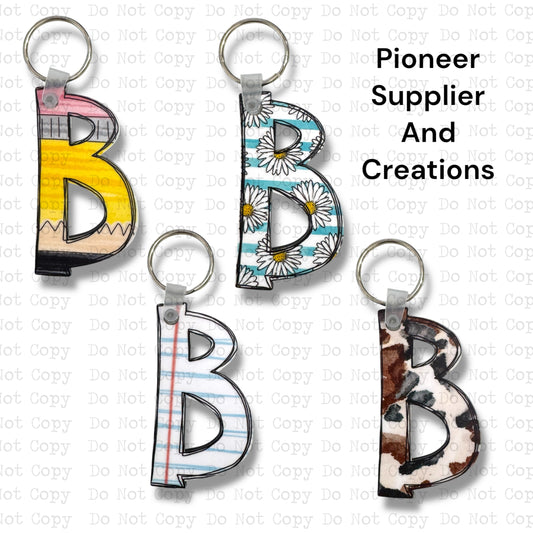 Alpha B Keychain Sublimation Blank  | Exclusive Monogram Moments