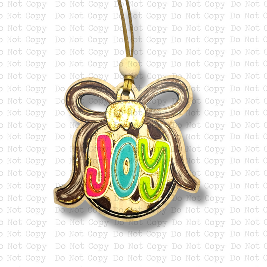 Joy Leopard Christmas Ornament Sublimation Blank