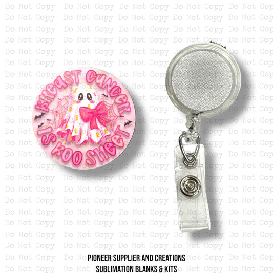 Breast Cancer is Boo Sheet Badge Reel Sublimation Blank Kit