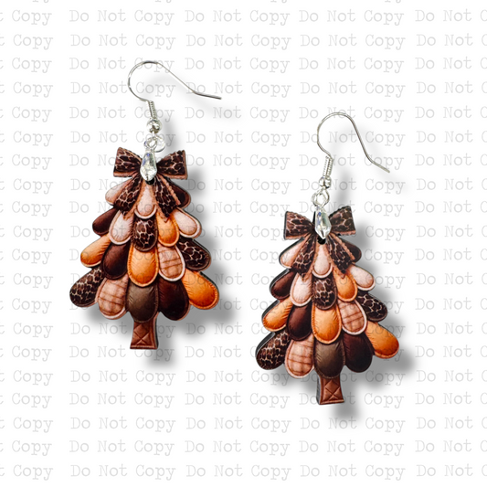 Leopard Patchwork Christmas Tree Earring Sublimation Blank Kit