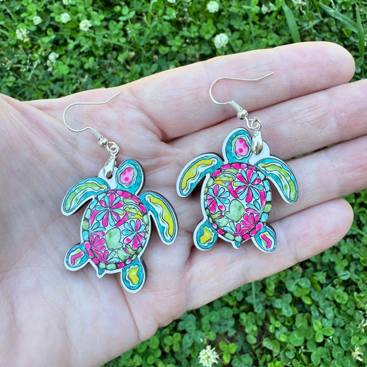 Boho Turtle Earring Sublimation Blank Kit