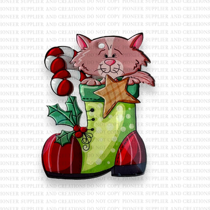 Christmas Stocking Kitty Ornament Sublimation Blank with TRANSFER| Acrylic Exclusive