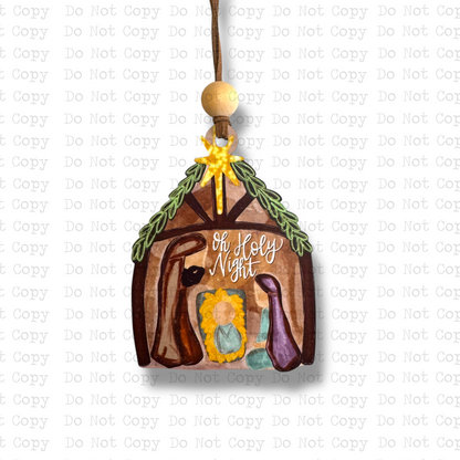 Oh Holy Night Manger Nativity Ornament Sublimation Blank