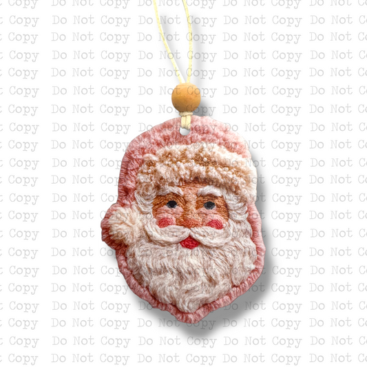 Pink Santa Faux Threaded Ornament Sublimation Blank