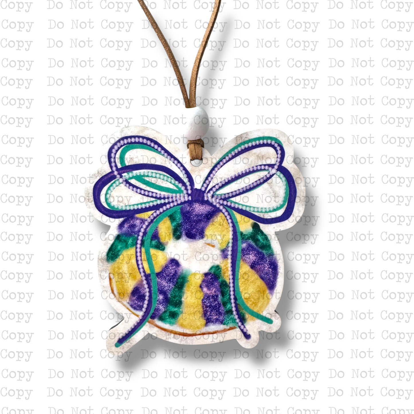 King Cake Bow Car Charm Sublimation Blank