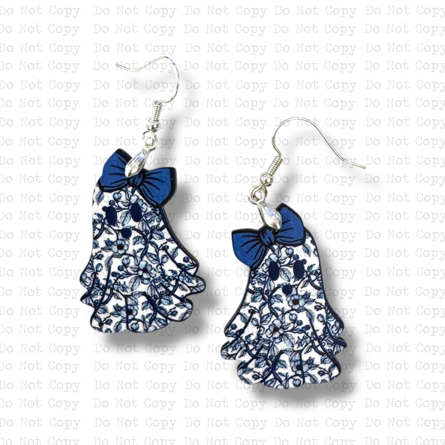 Blue Floral Ghost Earring Sublimation Blank Kit | Exclusive