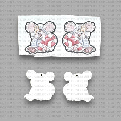 Christmas Candy Cane Mouse Earring Sublimation Blank Kits w/ transfers and hardware) | Exclusive