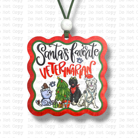 Santa's Favorite Veterinarian Ornament Sublimation Blank