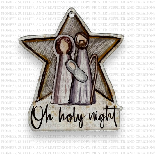 Oh Holy Night Star Ornament Sublimation Blank with TRANSFER| Acrylic Exclusive