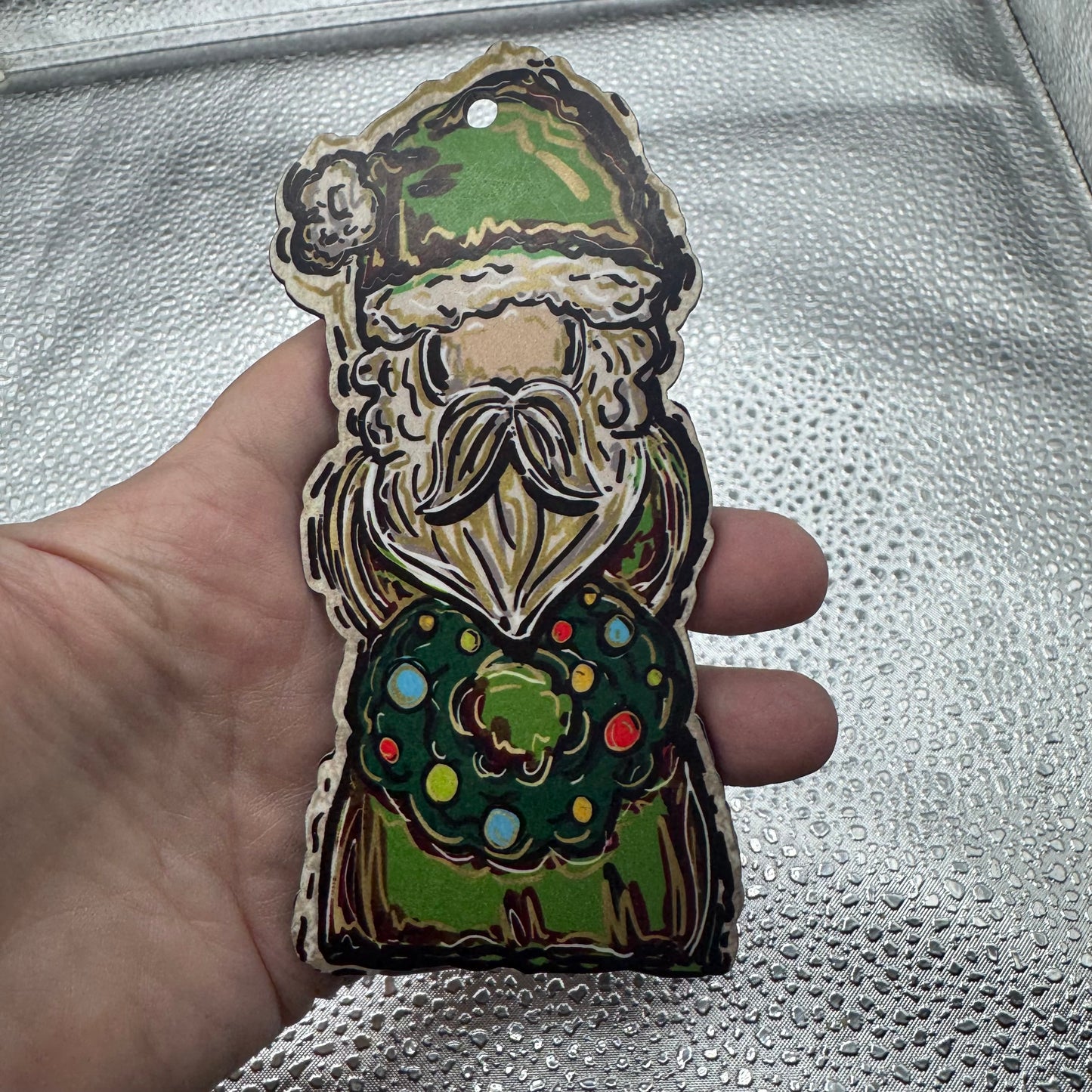 Green Old World Santa Pressed Blank