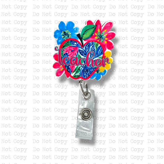 Floral Teacher Badge Button Sublimation Blank | Set of 2