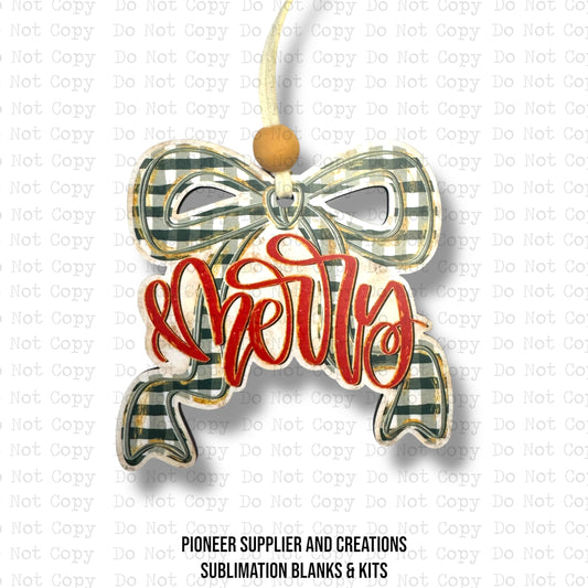 Merry Bow Ornament Sublimation Blank