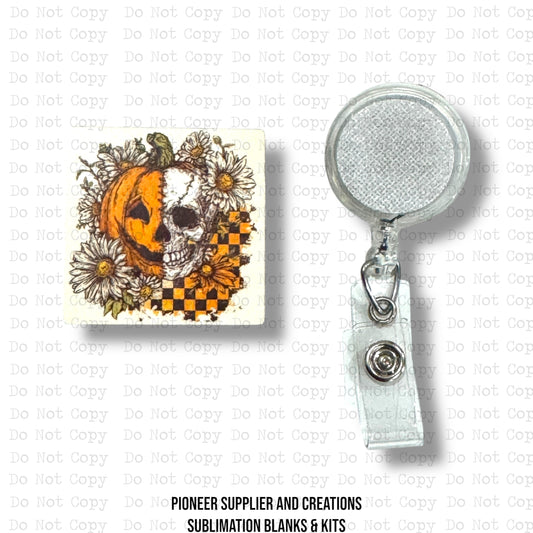 Pumpkin Skull Badge Reel Sublimation Blank Kit