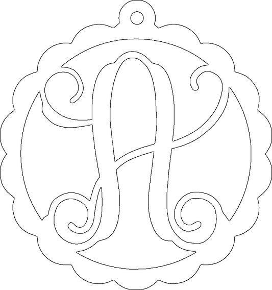 A-Z Scalloped Initial Car Charm Sublimation Blank | Single Sided