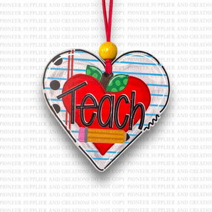 Teach Heart Ornament Sublimation Blanks | Exclusive Ruby Lou