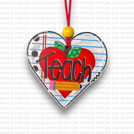 Teach Heart Ornament Sublimation Blanks | Exclusive Ruby Lou