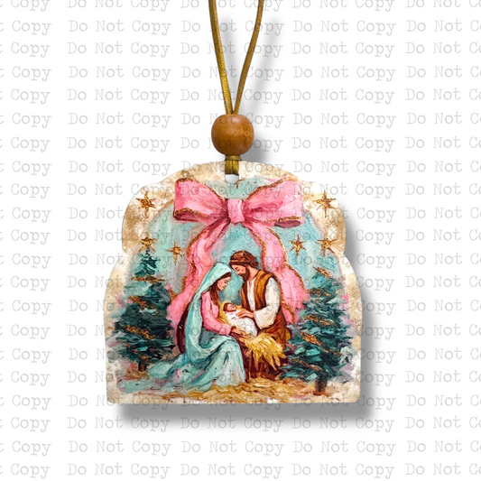 Pastel Nativity Painting Ornament Sublimation Blank