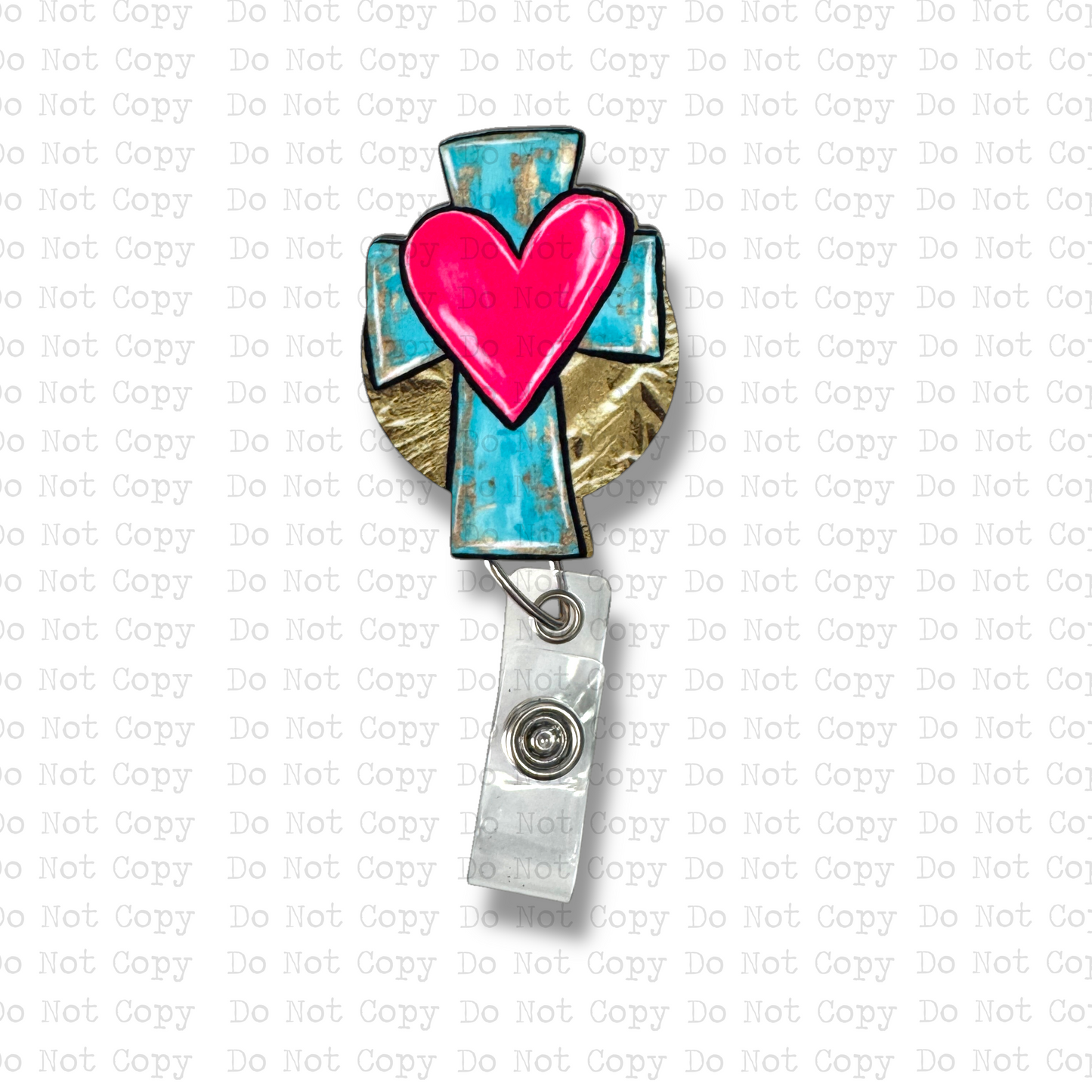 Turquoise Cross Heart Badge Button Sublimation Blank | Set of 2
