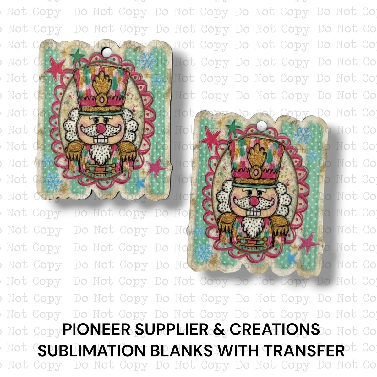 Striped Christmas Nutcracker Mini Ornaments Sublimation Blank | Set of 2