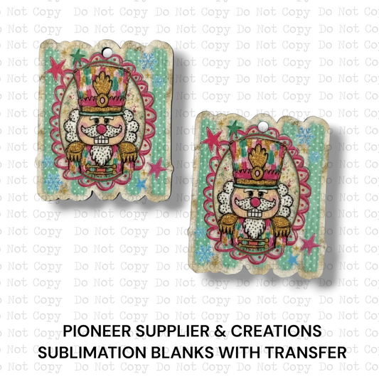 Striped Christmas Nutcracker Mini Ornaments Sublimation Blank | Set of 2