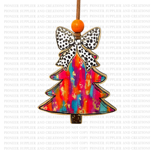 Colorful Preppy Tree Ornament Sublimation Blank with TRANSFER OPTION | Exclusive Alicia Ray Art