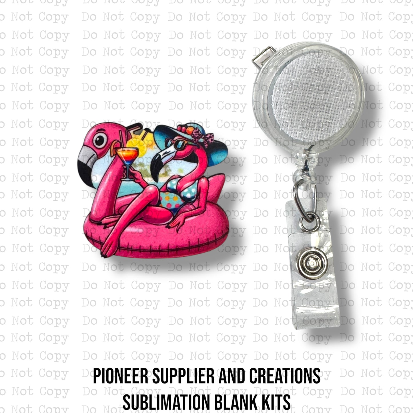 Flamingo on Float Badge Reel Sublimation Blank | Exclusive