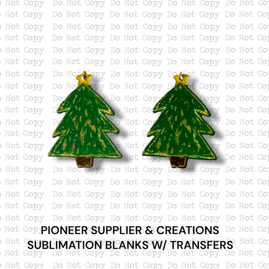 Golden Christmas Tree Earring Sublimation Blanks | ARA