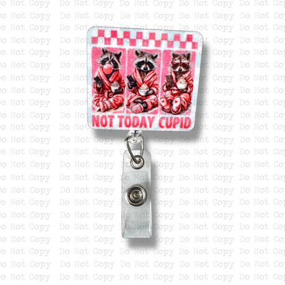 Not Today Cupid Raccoon Badge Button Sublimation Blank | Set of 2