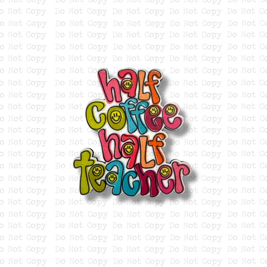 Half Coffee Half Teacher Badge Reel Sublimation Blanks | Set of 2