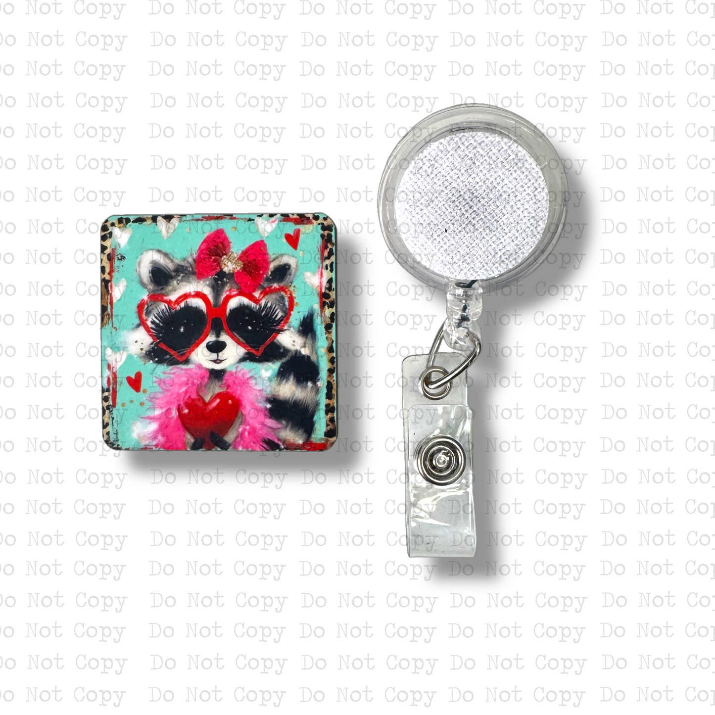 Raccoon Valentine Badge Button Sublimation Blank | Set of 2