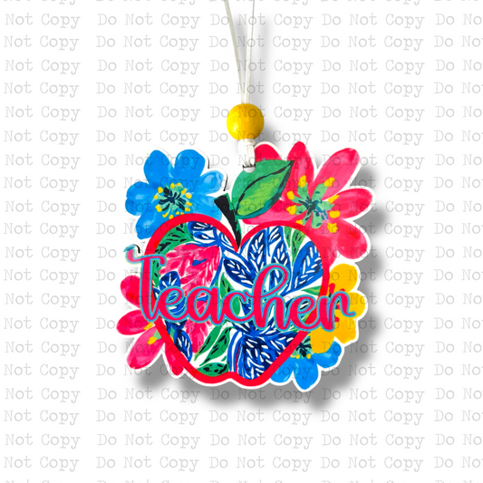 Floral Teacher Car Charm Sublimation Blank