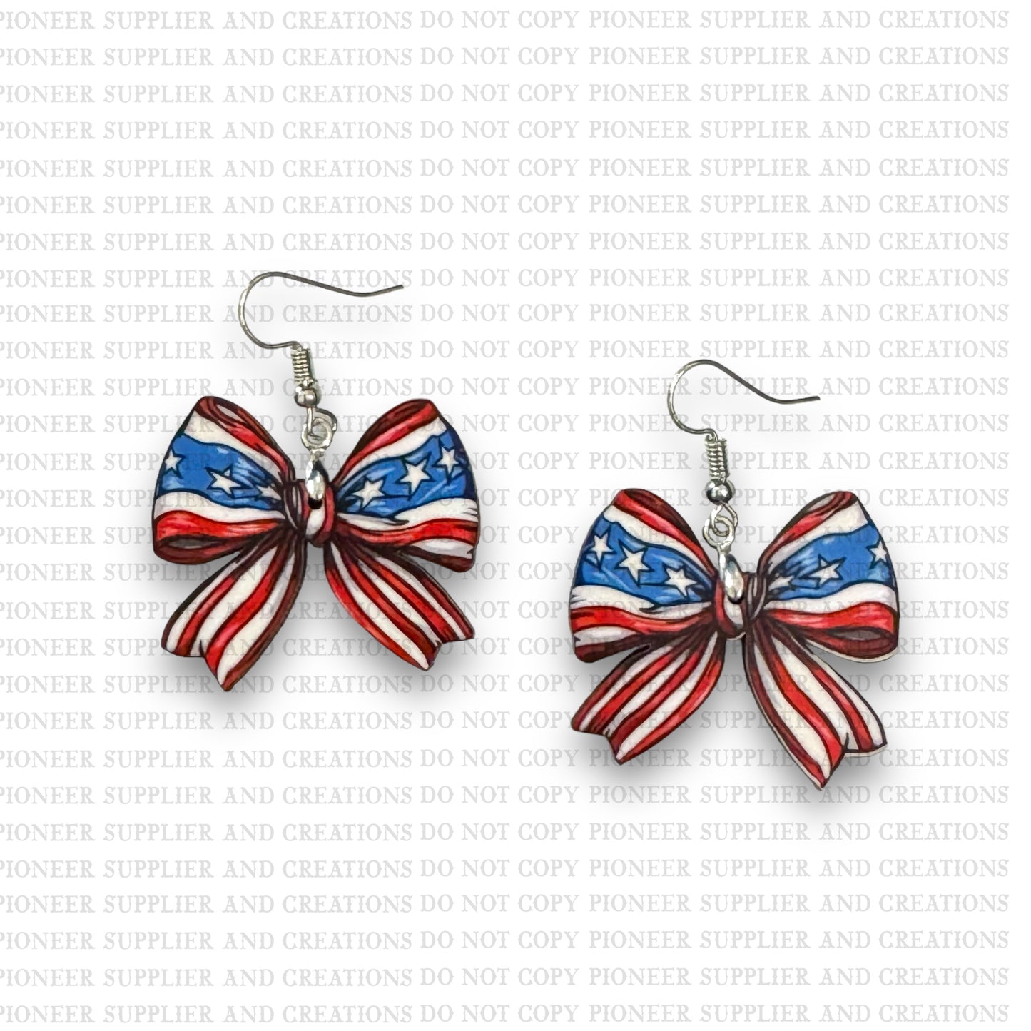 Patriotic Bow Earring Sublimation Blank Kits w/ transfers and hardware) | Exclusive