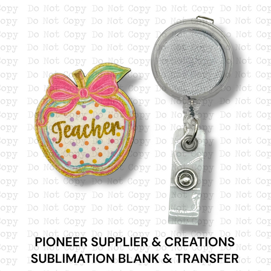 Teacher Polka Dot Apple Badge Button Sublimation Blank | Set of 2